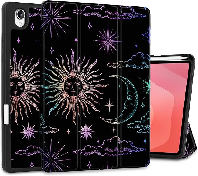 DONGKE Case for Samsung Galaxy Tab S11 5G 11 2025 Model (SM-X730/X736B) Slim Lightweight Trifold Stand Cover with S Pen Holder Auto Sleep/Wake Soft TPU Shockproof Back Sun &amp Moon
