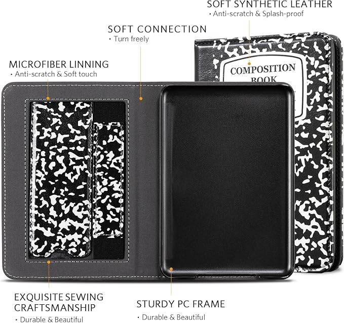 CoBak Case for 6 Tablet Cases (2024 &amp 2022 11th Gen) - PU Leather Smart Cover with Auto Sleep/Wake &amp Hand Strap Premium Protective Case for Tablet Case Blackfolio