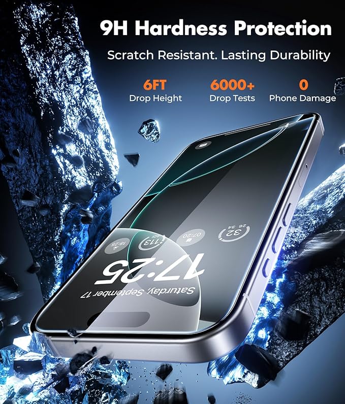 UNBREAKcable iPhone 16 Pro Max Screen Protector 3-Pack 3 Tempered Glass + 3 Camera Lens Protectors 9H Hardness HD Clarity Anti-Fingerprint Case Friendly 6.9 Inch