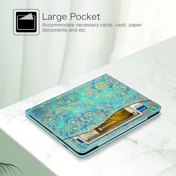 Fintie Folio Case for iPad Pro 12.9 6th Generation 2022 Multi-Angle Smart Stand Cover w/Pencil Holder &amp Pocket Also Fit iPad Pro 12.9 2021 5th &amp 2020 4th &amp 2018 3rd Gen Shades of Blue