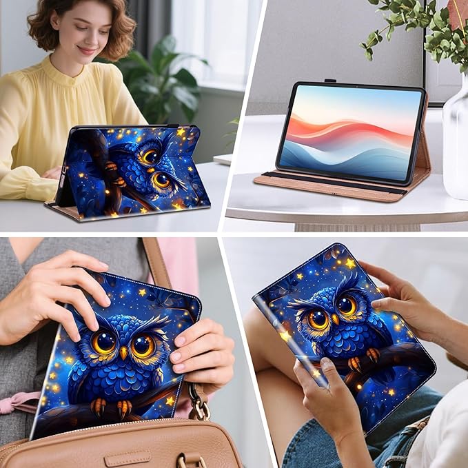Case for Amazon Fire HD 10 and 10 Plus Tablet (13th/11th Generation 2023/2021 Release) with Multi-Angle Stand and Pen Holder Blue Owl