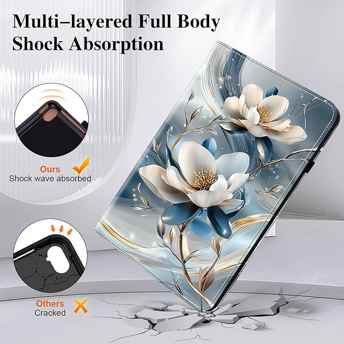 Case for Amazon Fire Max 11 Tablet (13th Generation 2023 Release)Cover with Multi-Angle Stand and Pen HolderMetal Flower