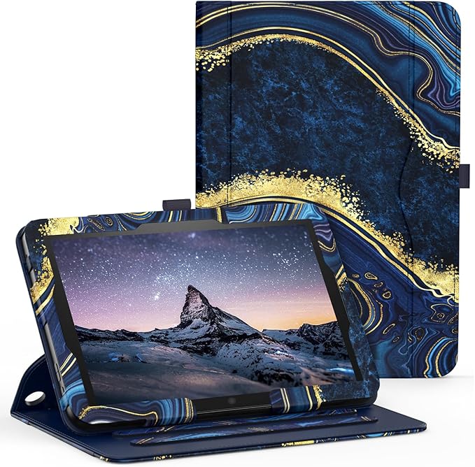 Case for 10 &amp 10 Plus Tablet (13th/ 11th Generation 2023/2021 Released) 360 Degree Rotating Stand PU Leather Cover with Pencil Holder Auto Sleep/Wake Pocket Design Marble Ocean Blue