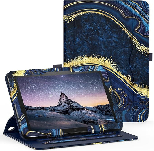 Case for 10 &amp 10 Plus Tablet (13th/ 11th Generation 2023/2021 Released) 360 Degree Rotating Stand PU Leather Cover with Pencil Holder Auto Sleep/Wake Pocket Design Marble Ocean Blue