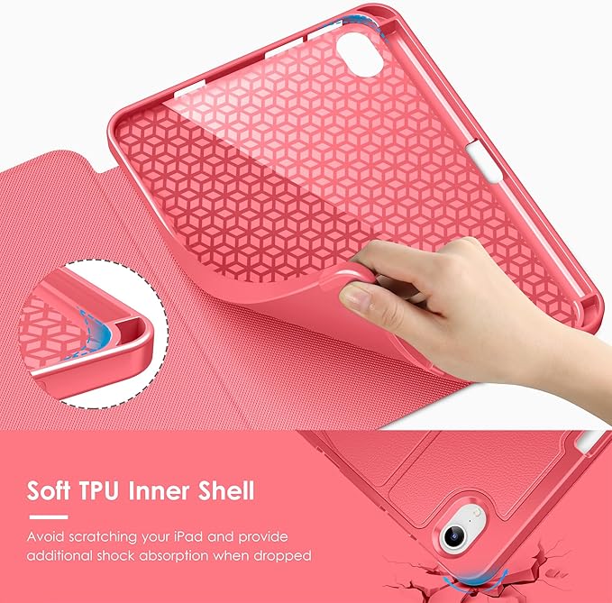 VIKESI Case for iPad iPad mini 7 (A17 Pro) and iPad mini 6Multiple Angles Magnetic Stand CoverShockproof Soft BackPencil Holderand Auto Sleep/WakeRed