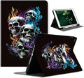 Compatible with iPad Air 13 inch Case (M3 2025 /M2 2024)/12.9 inch Case (6th/5th/4th/3rd 2022/2021/2020/2018) with Pencil HolderAuto Wake/Sleep Protect CoverCool Fire Skulls