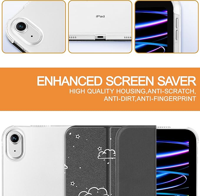 Tuiklol Case for iPad 11 inch A16 2025 Generation 11th / iPad 10.9 inch 2022 10th Gen Buit in Pencil Holder with Shockproof Cover PC Clear Transparent Back Shell Auto Wake/Sleep Astronaut