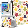 for iPad Air 11 inch Case(Air M4 2026 8th Gen/M3 2025/M2)/Air 5th/4th Gen 10.9 for iPad Pro 11 inch Case(4th/3rd/2nd/1st Gen) - 360 Rotating Smart Folio Cover with Pencil Holder Stars