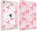 DONGKE Case for iPad (A16) 11th Generation 11 inch 2025 &amp iPad 10th Gen 10.9 inch 2022 [Built-in Pencil Holder] Clear Acrylic Back Trifold Stand Smart Cover Auto Sleep/Wake Bow &amp Daisy
