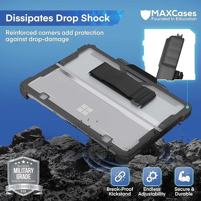 MAXCases Extreme Shell Microsoft Surface Pro 9/10/11 Case 13 Black - Rugged Custom-Fit Protective Cover for Microsoft Surface Pro Case with Stylus Holder - Shockproof &amp Durable Tablet Cover