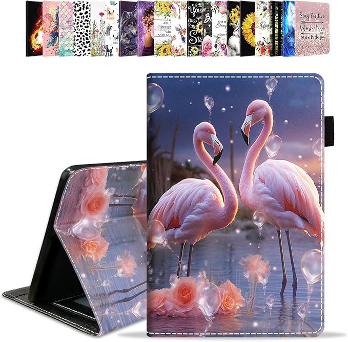 Case for All-New Amazon Kindle Fire HD 10 &amp 10 Plus Tablet 10.1 (13th/11th Generation 2023/2021 Release) - PU Leather Folio Case with Smart Auto Wake/Sleep Flamingo