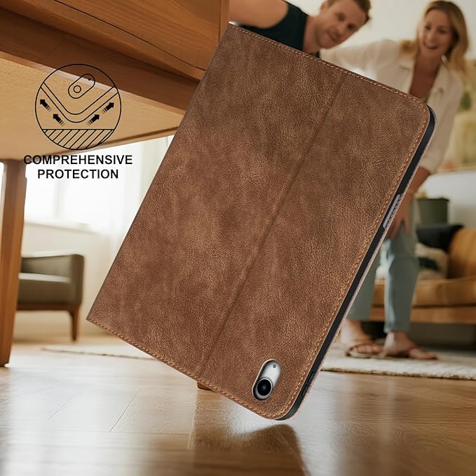 Case for iPad (A16) 11th Gen. 11 Inch 2025 iPad 10th Gen. 10.9 Inch 2022Protective Cover with Pencil HolderAuto Sleep/WakeAnti-Scratch Anti Slip/FingerprintYellow Brown