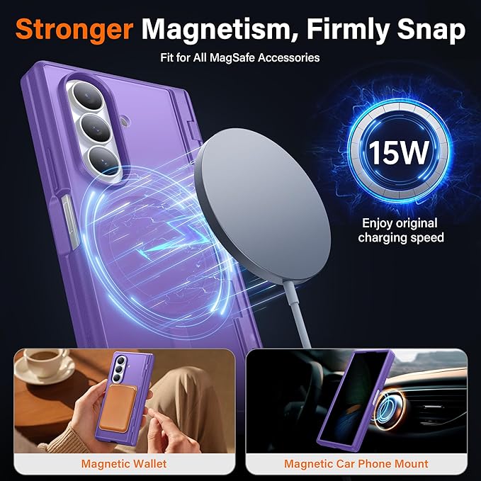 MOBOSI for Samsung Galaxy Z Fold 7 Case with Privacy Screen Protector [Compatible with Magsafe] [Built-in Kickstand &amp Full Body Hinge Protection] Magnetic Slim Phone Case for Z Fold7 Purple