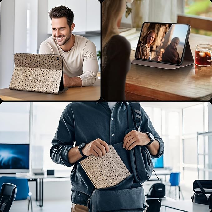 Gexmil Leather Case for iPad 10.2 Inch 9th/8th/7th Gen 2021/2020/2019Premium Cowhide Folio Cover with Auto Wake/SleepAdjustable Stand Anti FingerprintKhaki