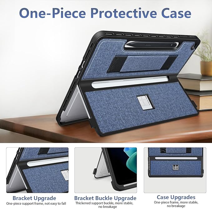 Protective Case for Microsoft Surface Pro 12 inch 2025 | Fall-Resistant Cover with Hand Strap | Compatible with Built-in Kickstand &amp Magnetic Slim Pen Storage &amp Type Cover Keyboard |Navy Blue