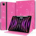 Case for New iPad Pro 12.9 inch 6th/5th/4th/3rd Generation 2022/2021/2020/2018 12.9'' ipad Pro Leather Protective Cover 6/5/4/3 Gen with Pencil Holder Auto Wake/Sleep Glitter Pink