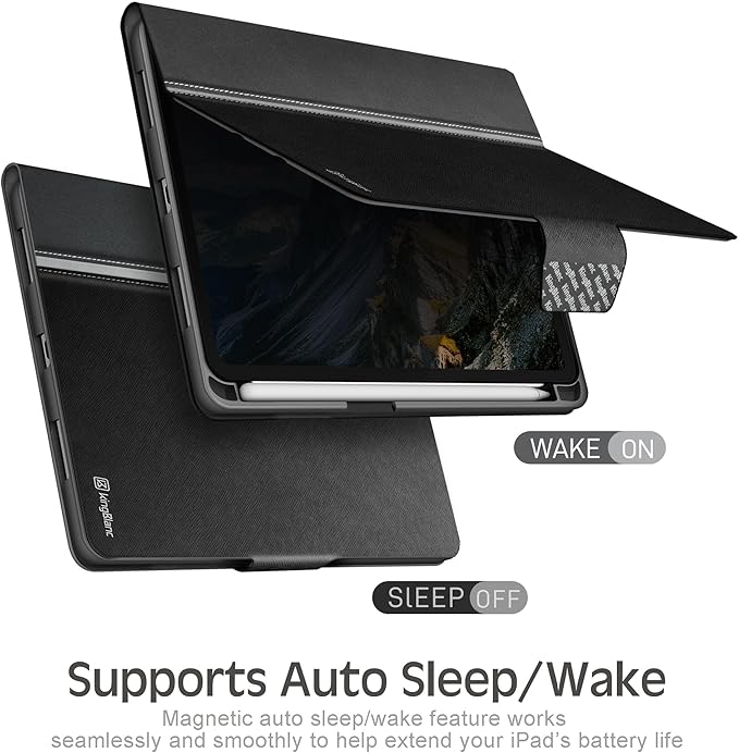 KingBlanc for iPad mini 7 (A17 Pro) Case iPad mini 7th/6th Generation Case (2024/2021 8.3-inch) with Pencil Holder PU Leather Stand Cover Auto Sleep/Wake Multi-Angle for Viewing/Typing Black