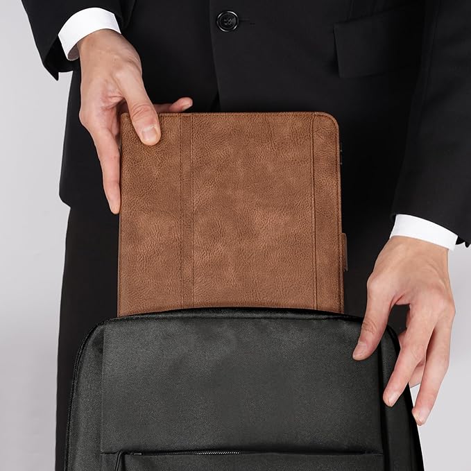 Handmade Case for iPad Pro 11 Inch (M5/M4) 2025/2024 with Pencil Holder PocketMagnetic ClosureAuto Sleep/WakeVegan Leather Folio Protective CoverMulti Angles StandDark Brown