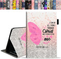 Case for Amazon Fire HD 10 &amp 10 Plus Tablet 10.1 (13th/11th Gen 2023/2021 Release) Slim Stand Folio Cover with Card Slot &amp Auto Wake/Sleep - Butterfly Quote Bible Verse Philippians 4:13