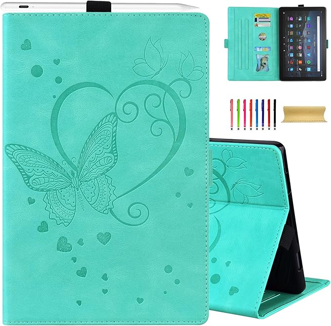 Dteck Case for All-New Amazon Fire HD 10 Tablet 13th Generation 2023 10.1 HD 10 &amp 10 Plus Tablet 11th Generation 2021 CoverMulti-Angle Stand Slim Folio Shockproof Protective Wallet Case Green
