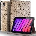 Gexmil Leather Case for iPad mini 7 (A17 Pro) 2024 / iPad mini 6 Generation 2021 8.3 InchPremium Cowhide Cover with Adjustable Stand Auto Wake/SleepKhaki