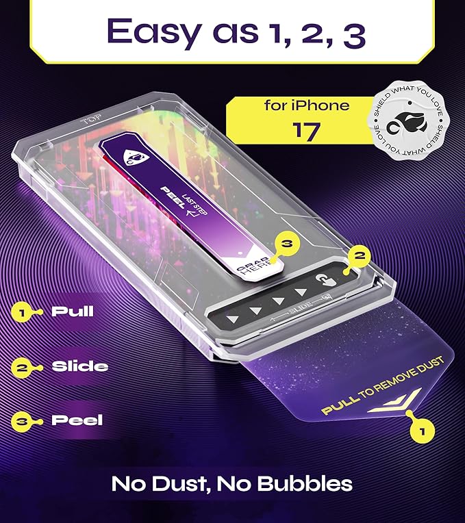 Defenslim for iPhone 17 Screen Protector (2Pack) Easy Auto-Dust &amp Align Install Kit 6.3 Tempered Glass 9H Hardness Ultra HD Clear Case Friendly WonderShield