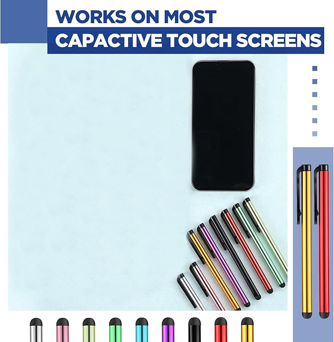 200 Pack Stylus Pens for Touch Screen Capacitive Touch Screen Stylus High Sensitivity Metal Tablet Pen Universal Fine Point Phone Pens for Back to School Universal Screens Device Tablet 10 Color