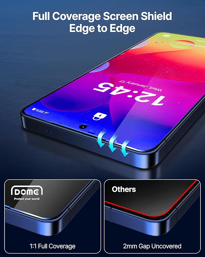 DOME GLASS Whitestone Compatible with Galaxy S26 Full Coverage UV Tempered Glass Screen Protector with LOCA Adhesive [2 Pack]