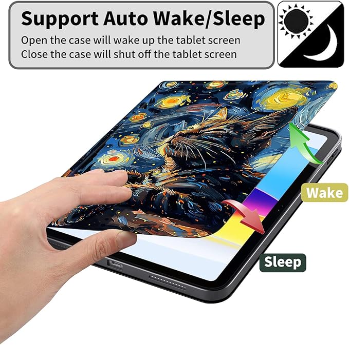 Case for Kindle Paperwhite 12th Generation 7 &amp Kindle ColorSoft Signature Edition PU Leather Protective Cover with Auto Sleep/Wake for Kindle Paperwhite 2024– Cute Cat Starry Sky
