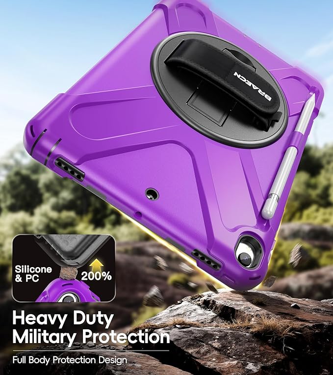 BRAECN Case for iPad Air 3rd Generation 2019 / iPad Pro 10.5 inch 2017 Rugged Heavy Duty Shockproof Cover with Pencil Holder 360° Rotating Kickstand &amp Adjustable Hand Strap &amp Shoulder Strap