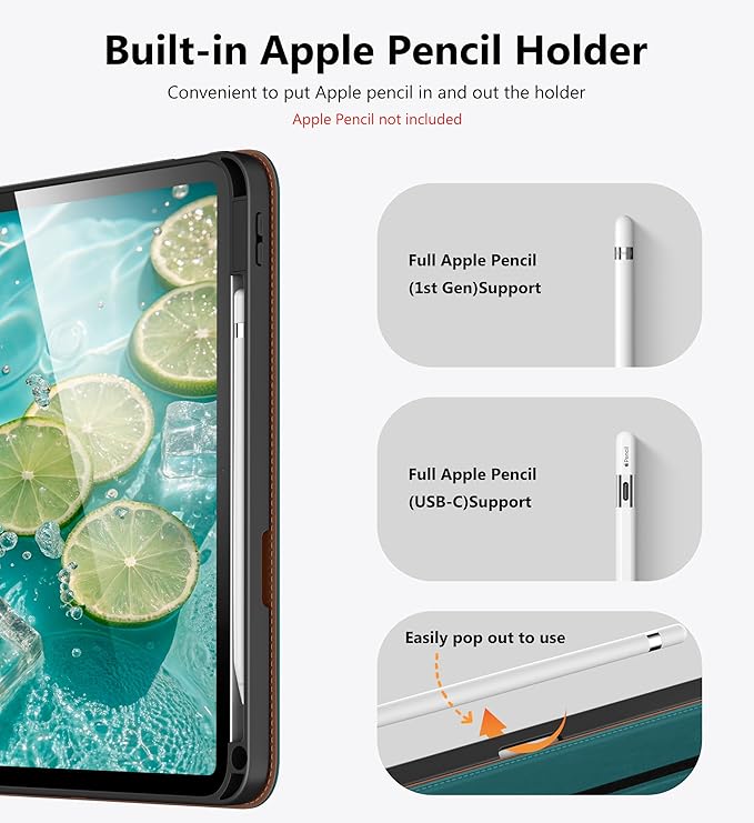 DTTO for iPad A16 Case iPad 11th / 10th Generation Case (2025/2022) 360 Degree Rotating Premium Leather Folio Stand Cover with Pencil Holder Green