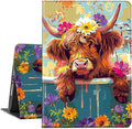 Case for Kindle Paperwhite 12th Generation 7 &amp Kindle ColorSoft Signature Edition PU Leather Protective Cover with Auto Sleep/Wake for Kindle Paperwhite 2024 – Color Highland Cow Flower