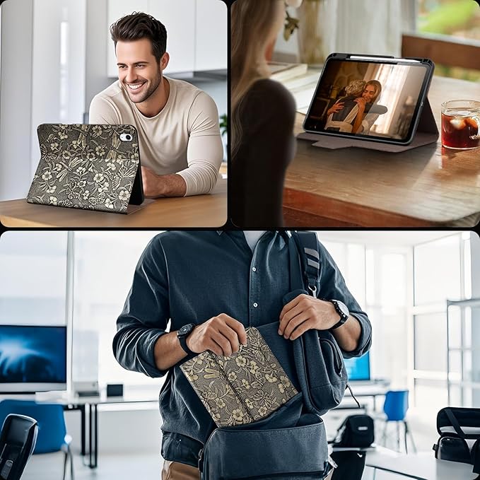 Gexmil Leather Case for iPad (A16) 11th Generation 11 Inch 2025 iPad 10th Generation 10.9 Inch 2022Protective Cover with Pencil HolderMagnetic ClosureAuto Sleep/WakeButterfly Grey