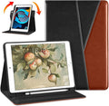 DTTO Rotating Case for iPad 9th/8th/7th Generation 10.2 Inch 2021/2020/2019 360 Degree Swiveling Premium Leather Folio Stand Cover with Pencil Holder - Auto Wake/Sleep and Hand Strap Black Brown