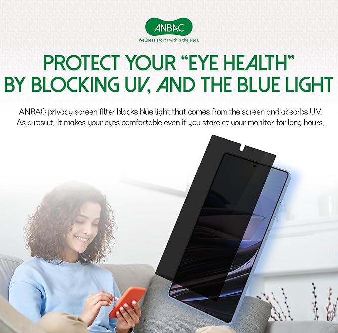 Privacy Screen Protector for Galaxy S25 Ultra - Blue Light Blocking Film 6.9 with Alignment Tool Kit [1 Pack] - Support Fingerprint Unlock/Cell Phone Private Scratch Resistant Film