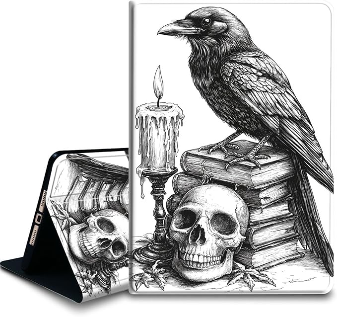 Bxgolkgd Tablet Case for 6 Kindle 11th Generation (2024/2022 Release)Shockproof Stand Cover with Heat DissipationAuto Wake/Sleep FunctionRaven Skull