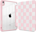 Tuiklol Case for iPad 11 inch (A16 Chip) 2025 Gen 11th / iPad 10.9 inch 2022 10th Gen Buit in Pencil Holder with Shockproof Cover Clear Transparent Back Shell Auto Wake/SleepLattice Pink