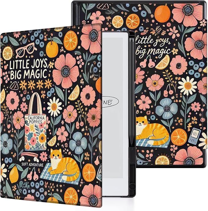 CoBak Case for Remarkable 2 Paper Tablet - Lightweight and Hard Back Shell Protective Book Folio Cover with Built-in Pen Holder - Only for 10.3 2020 Released (Little Joys)