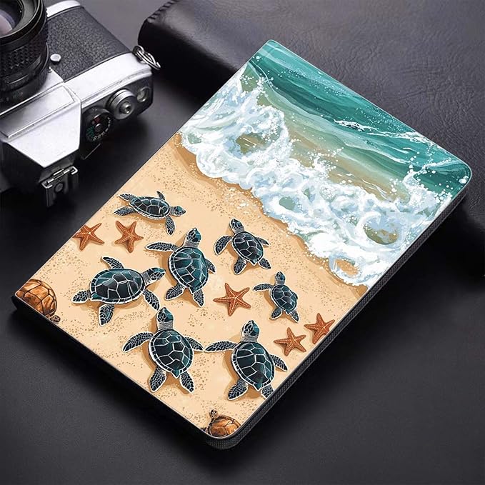 Case for Samsung Galaxy Tab A11 / Tab A9 8.7-Inch 2025/2023Slim Protective LeatherAuto Wake/SleepAdjustable Viewing Angle Stand.Sea Turtles on The Beach