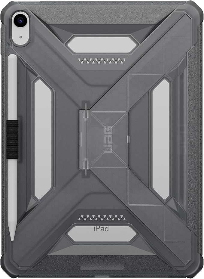 URBAN ARMOR GEAR UAG Designed for iPad 11 A16 11th Gen 2025 Case - A3354 A3355 Rugged Transparent Protective Cover with Kickstand and Pencil Holder Scout Plus Ash