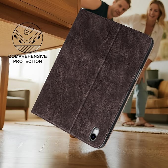Case for iPad (A16) 11th Gen. 11 Inch 2025 iPad 10th Gen. 10.9 Inch 2022Protective Cover with Pencil HolderAuto Sleep/WakeAnti-Scratch Anti Slip/FingerprintDark Brown