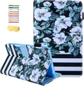 All-New 7 Amazon Kindle Fire 7 Tablet Case (9th/7th/5th Generation 2019/2017/2015)Smart Stand PU Leather Magnetic Cover with Card Pocket Stylus Pencil Holder [Auto Sleep/Wake] Pear Flower