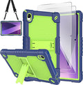 Case for Pritom Tab 10 Lite Tablet/TECLAST P26T/TECLAST P25T/Wetap M10 10.1 inch Tablet Shockproof Case Built in Kickstand Shoulder Strap with Screen Protector (Navy Blue/Green/2 PCS)