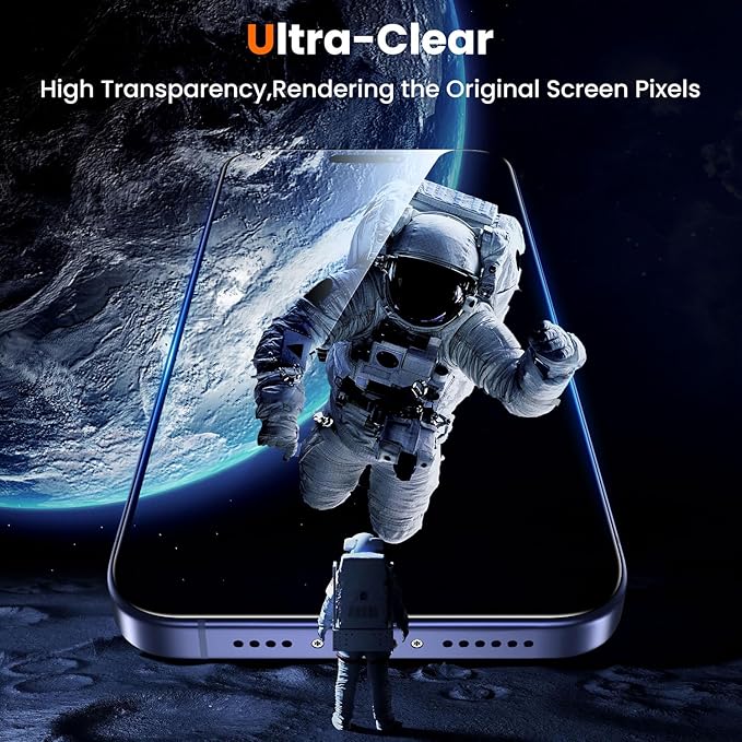 UniqueMe for iPhone 16 Plus Screen Protector - [Military Grade Shatterproof &amp 9H+ Hardness] Screen Protector 16 Plus Tempered Glass Full Coverage Protection Easy Installation 2 Packs