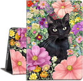 Case for Kindle Paperwhite 12th Generation 7 &amp Kindle ColorSoft Signature Edition PU Leather Protective Cover with Auto Sleep/Wake for Kindle Paperwhite 2024 – Black Cat in The Flowers