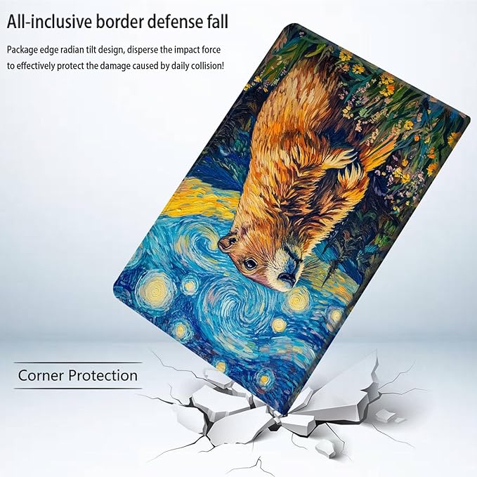 Bxgolkgd Tablet Case for 6 Kindle 11th Generation (2024/2022 Release)Shockproof Stand Cover with Heat DissipationAuto Wake/Sleep FunctionGroundhog Starry Night