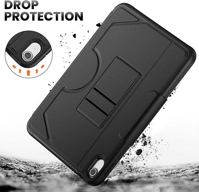 Case for iPad (A16) 11th/10th Generation 11''/10.9'' 2025/2022: Shockproof Protective Cover with Auto Wake/Sleep Strong Magnetic Multi-Angles Stand Pencil Holder Card Slot Black