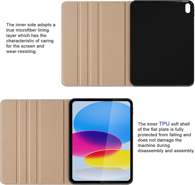 Case for iPad A16 11th Gen 11 InchiPad 10th Gen. 10.9 InchLeather Folio Cover with Auto Wake/Sleep Adjustable Stand Shockproof and Multiple View Angles Protection Case-Dark Brown