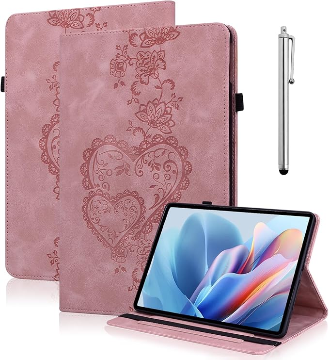 Case for Lenovo Idea Tab 11'' 2025/ Tab M11/ Tab K11 LTE 11 2024 Multi Angle Flip PU Leather Shockproof Case with Pencil Holder/Card Slots Pink