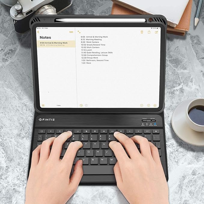Fintie Backlit Keyboard Case for iPad Air 11-inch M4/M3/M2 (2026/2025/2024) iPad Air 5th/4th Gen 10.9 Inch - Soft TPU Cover with 7 Color Backlight Detachable Bluetooth Keyboard Black